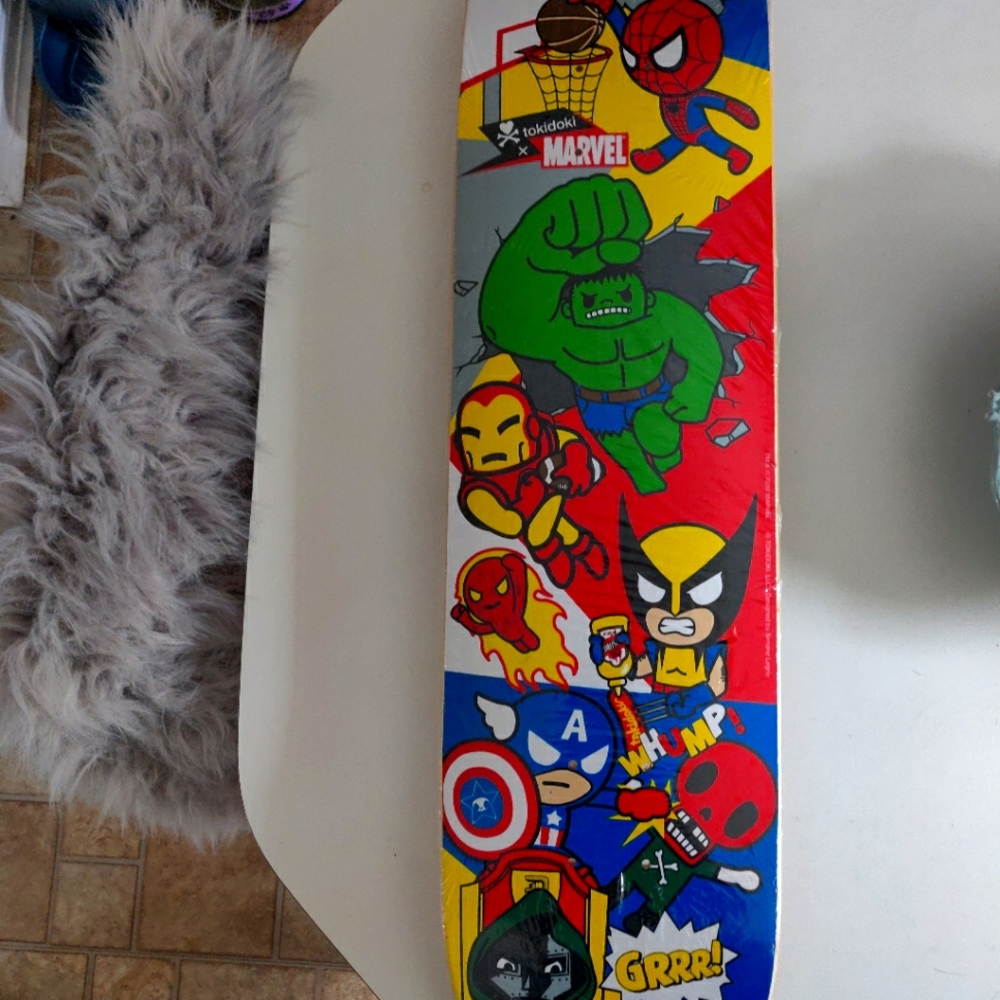 *rare* tokodoki x Marvel skateboard deck